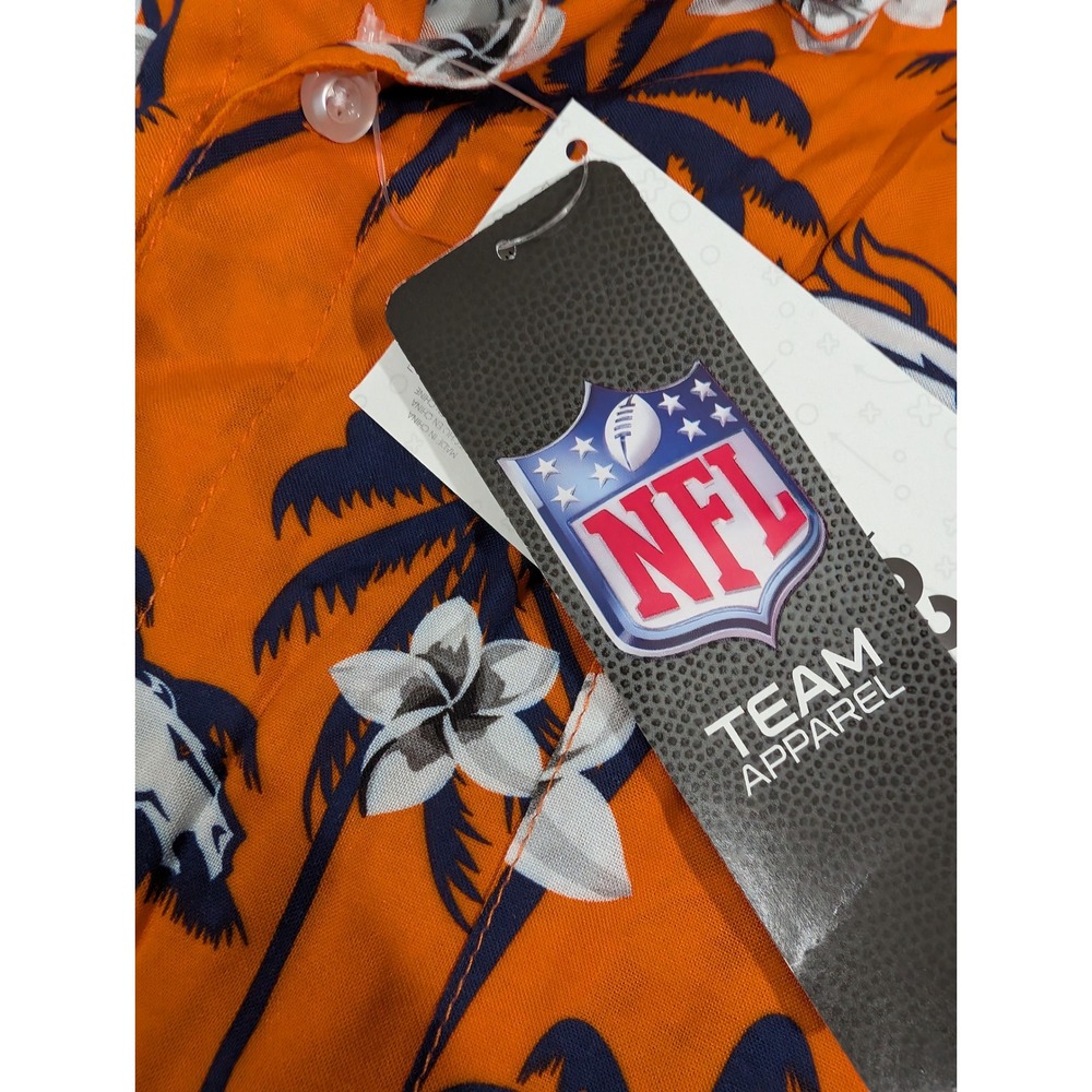 NFL Denver Broncos Hawaiian Shirt Mens 2XL Orange Tropical Floral Button Up NWT - Picture 4 of 11